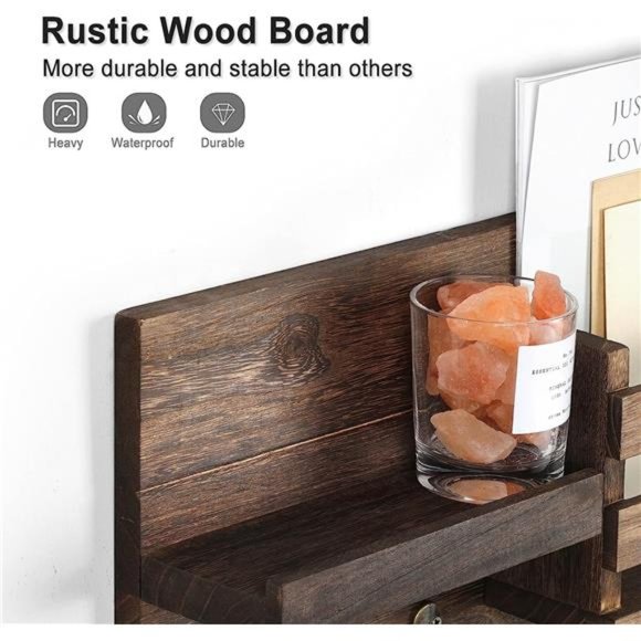 MailOrganizer for Wall Mount–Key Holder with Shelf Includes Letter Holder &Hooks - Picture 2 of 7